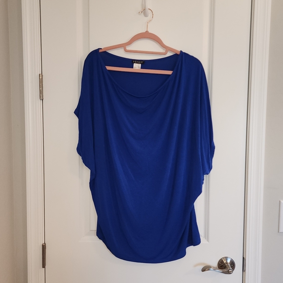 VENUS Women's Royal Blue Drape Blouse - Picture 1 of 3